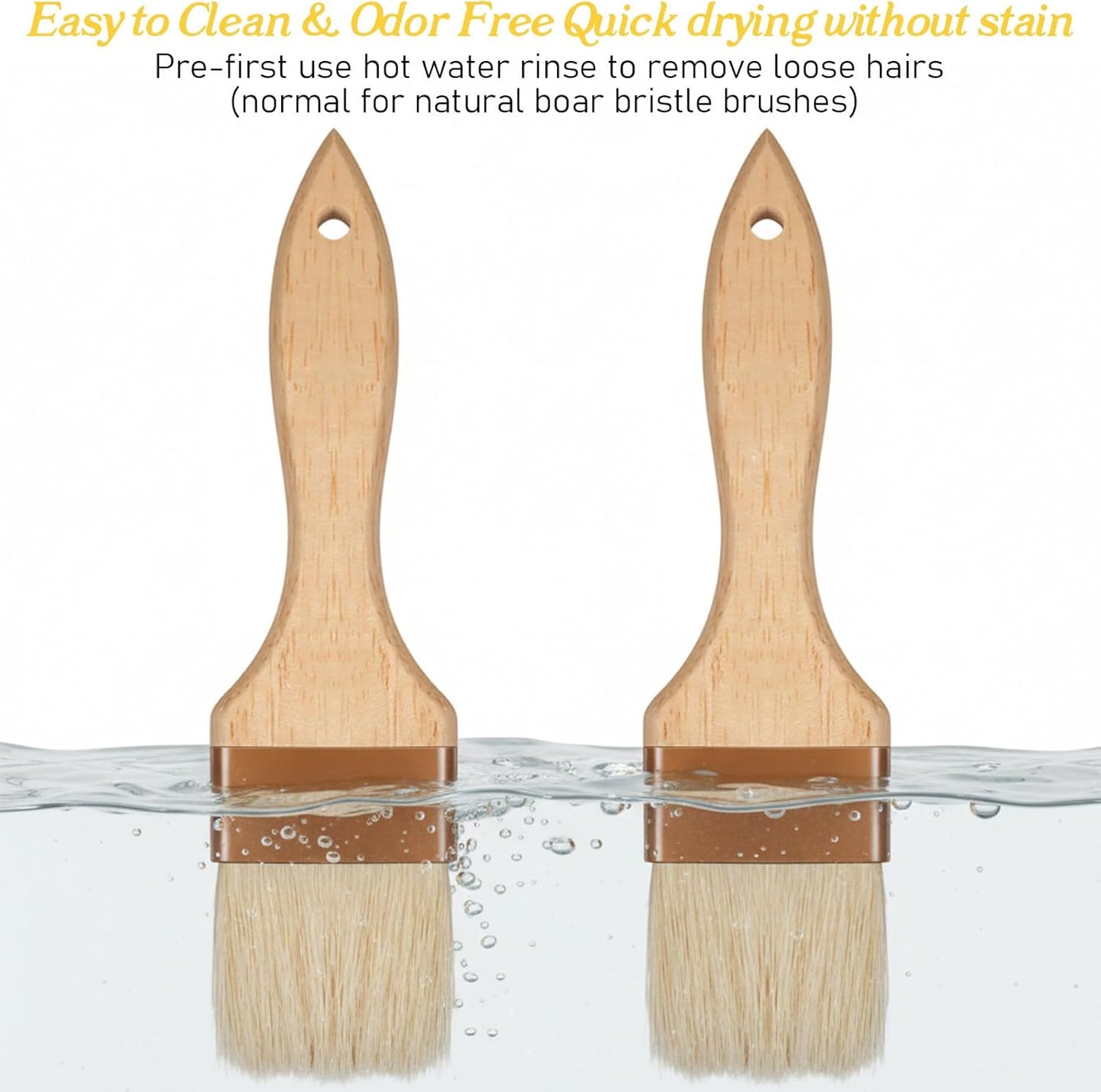 2 Pcs 2 inch Pastry Brush Bristle Basting Brushes Cooking Baking BBQ Oil Brush Food Brushes for Cooking Butter Oil Egg Marinade Grilling Durable Kitchen Marinade Butter Culinary Utensil