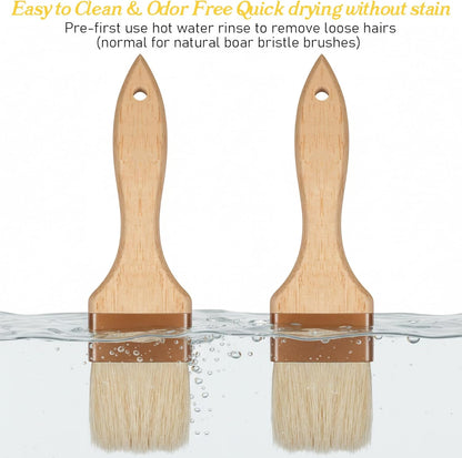 2 Pcs 2 inch Pastry Brush Bristle Basting Brushes Cooking Baking BBQ Oil Brush Food Brushes for Cooking Butter Oil Egg Marinade Grilling Durable Kitchen Marinade Butter Culinary Utensil