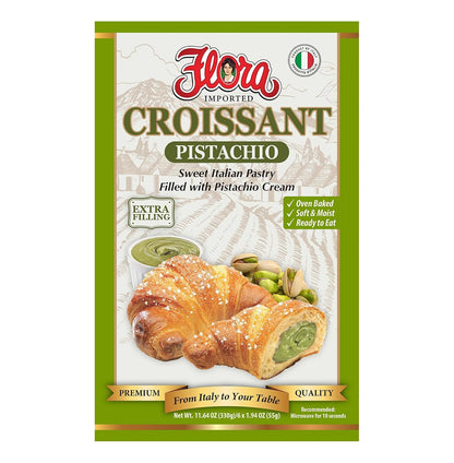 Flora Chocolate & Milk Croissants – Italian Pastry with Chocolate & Milk Cream Filling | Soft, Oven-Baked & Ready to Eat | Imported from Italy (Pack of 6)