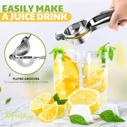 Lemon Squeezer Large, Lemon Squeezer Juicer Stainless Steel, Heavy Duty Manual Citrus Juicer Hand Press, Kitchen Tools Lime Squeezer Bar Tool, Easy to Clean Metal Lemon Hand Press