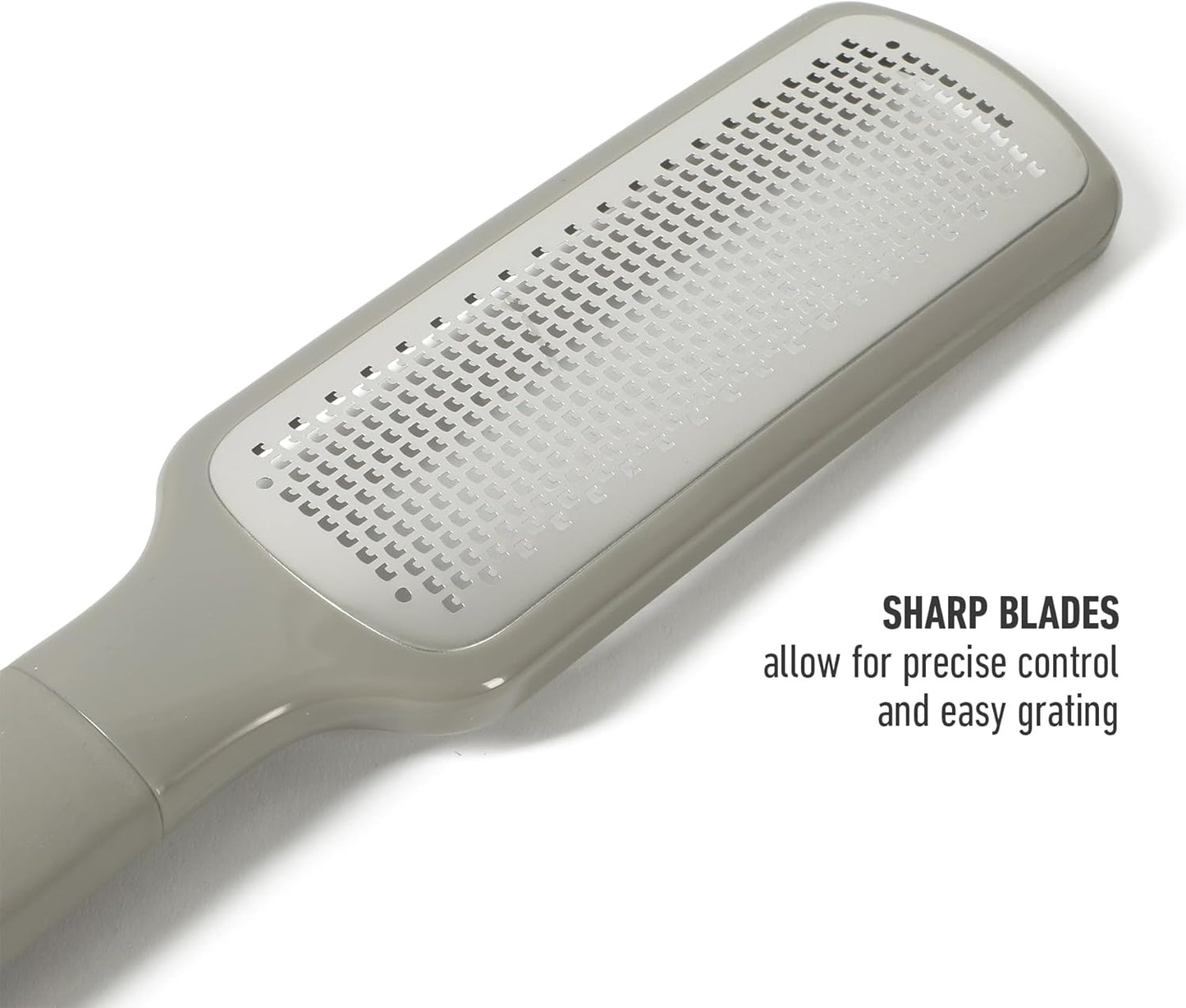 Calphalon Edge Stainless Steel Handheld Grater Lemon Zester W/Cover & Rubber Handle - Navy Blue