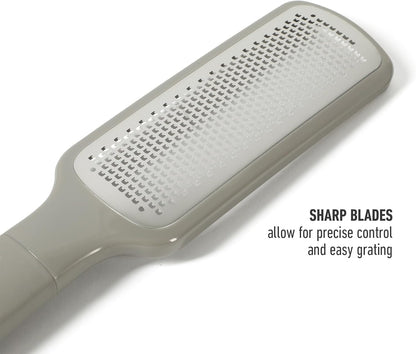 Calphalon Edge Stainless Steel Handheld Grater Lemon Zester W/Cover & Rubber Handle - Navy Blue
