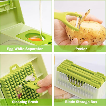 17-Piece Multifunctional Vegetable Chopper, Onion Dicer, Professional Kitchen Slicer, Food Cutter, Cheese Grater, Veggie Chopper with Storage Container, Essential Kitchen Tool