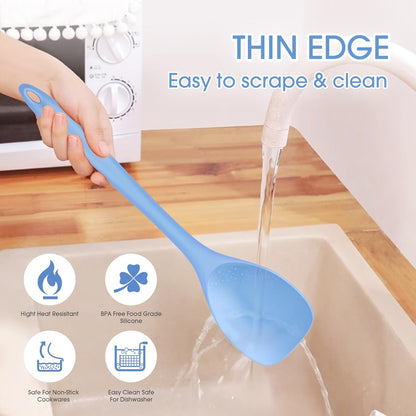 Silicone Spatula Spoon 2-Pack, Rubber Spoonula set Heat Resistant, Seamless Non-Stick Scrapers for Baking Mixing.