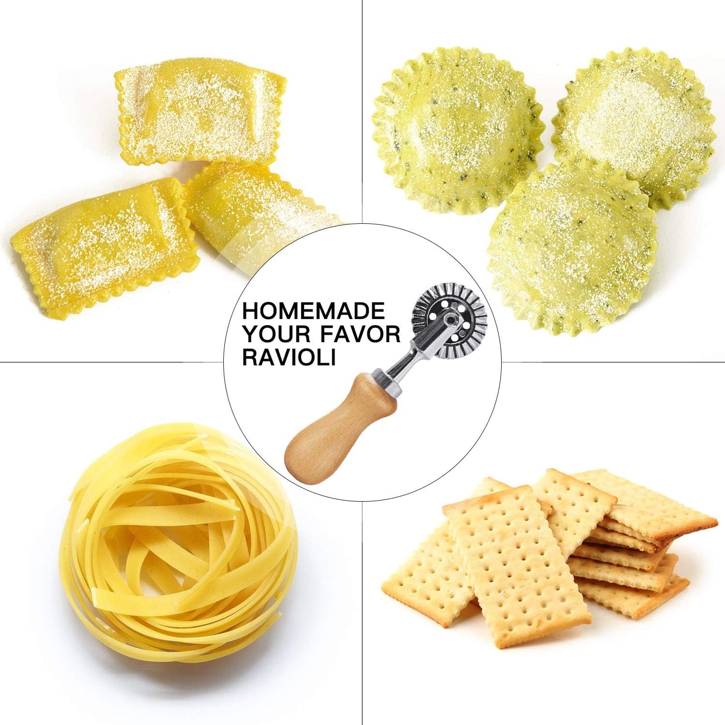 Pastry Wheel Cutter - Pasta Cutter Wheel - Ravioli Crimper Cutter Wheel for Home and Kitchen Use, 1.3inch