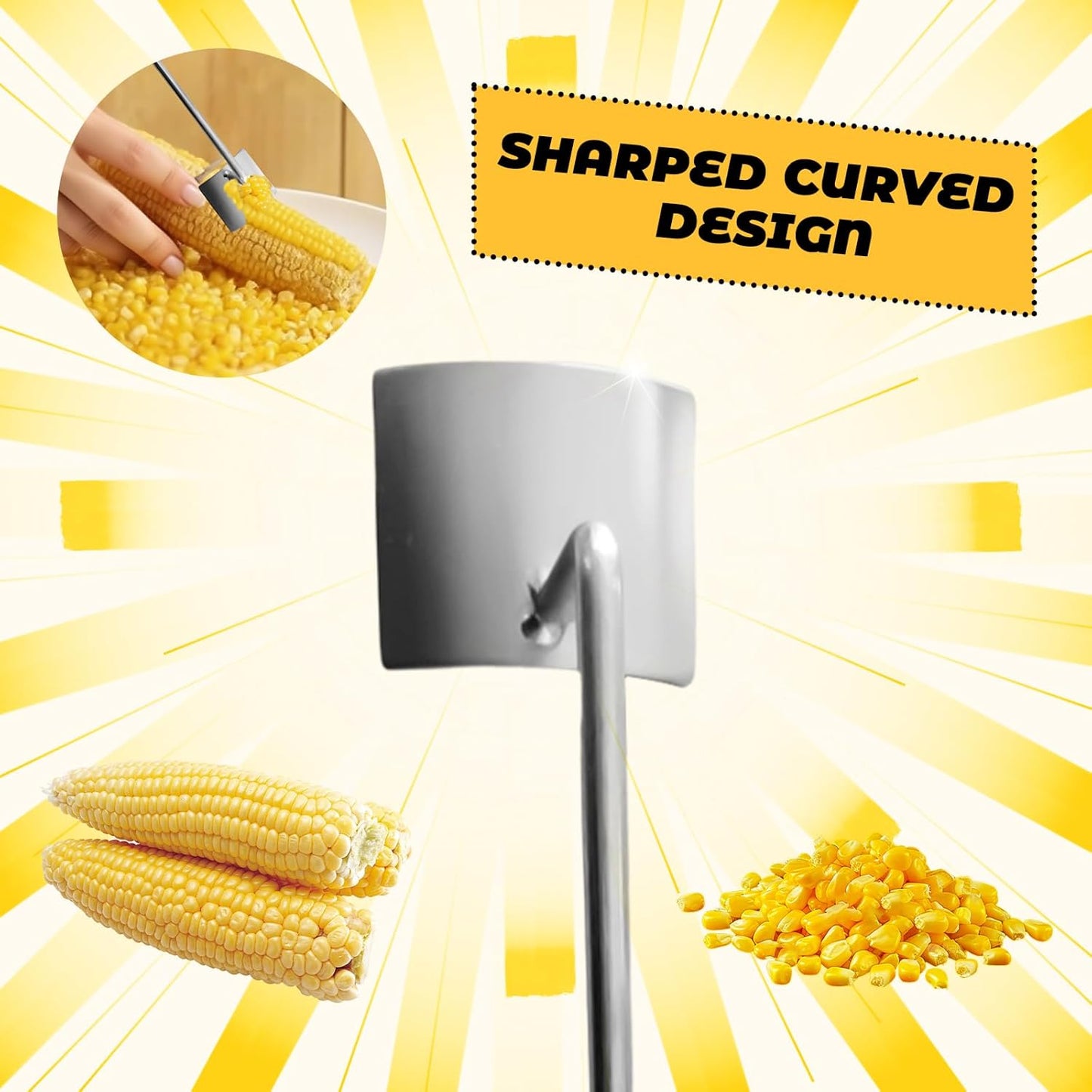 Corn Stripper Tool - Efficient Kernel Remover & Shucker for Fresh Corn, with Wooden Handle 3Pcs