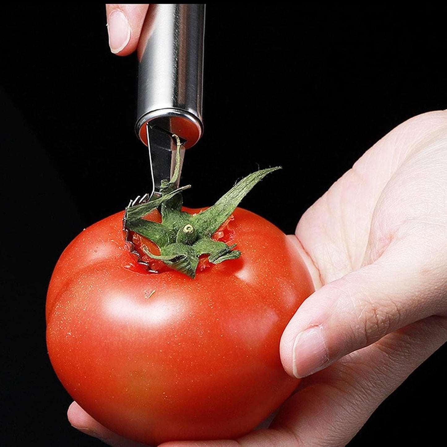 2Pcs Silver Strawberry Huller and Tomato Stem Corer Tool Multi-Function Stainless Corer and Pitter Remover for Strawberry,Tomato,Vegetable and Fruit Corers Practical Kitchen Utensils and Gadgets
