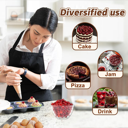 Cherry Pitter - Quick Release Multi Cherries Stoner Pitter 7-in-1, Push Button Cherr'y Core Pit'ter Tool Multiple with Splatter Protector, Pit Seed Remover for Making Jam Cherry Dishes (Red-7 Holes)