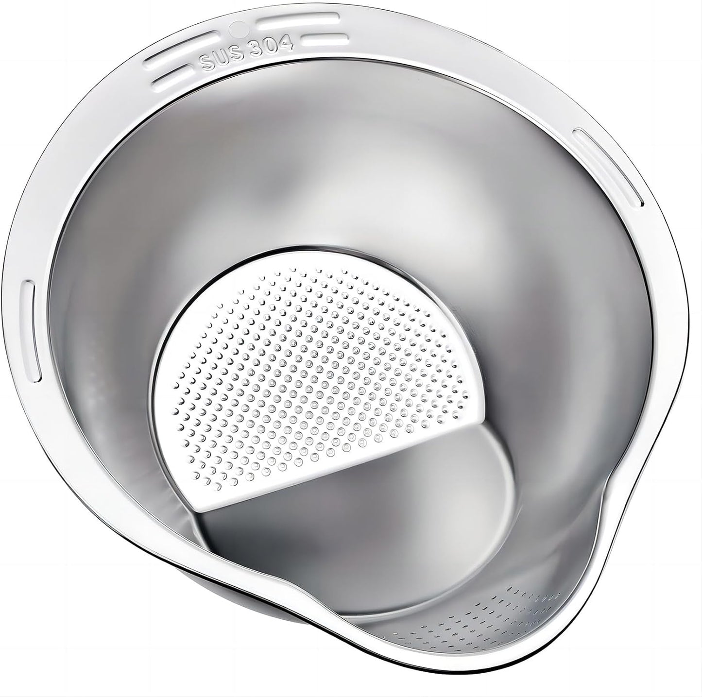 4-in-1 Rice Washing Bowl - Rice Washer Strainer Bowl - Stainless Steel Colander for Quinoa, Fruit and Vegetable Wash - Multi-Purpose Rice Strainer and Colander for Kitchen (1 Pack)