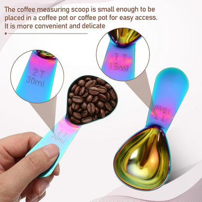2 Pcs Stainless Steel Coffee Scoop Set 1 & 2 Tbsp Measuring Spoons Short Handle Coffee Measuring Scoop Metal Tbsp Scoops for Coffees Beans Tea Sugar