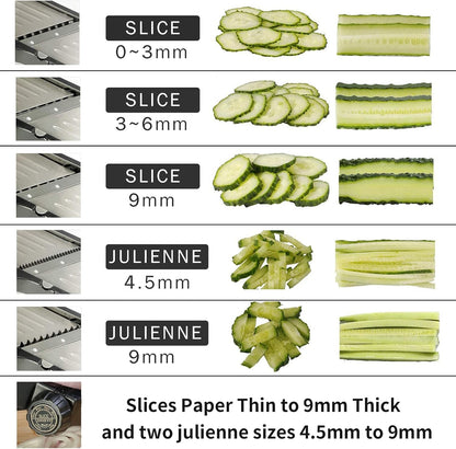 Mandoline Food Slicer, Adjustable Mandoline Slicer for Kitchen, Stainless Steel Mandolin Vegetable Chopper for Potato/Tomato/Onion, Vegetable Slicer Julienne Cutter with Cut-Resistant Gloves
