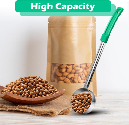 2 Pcs Dog Food Scoop Long Handled Scoops 3/4 Cup Stainless Steel Measuring Cups Portion Control Serving Spoons for Dogs Cats Birds and Rabbits Pet Food Feeding Scoop (3/4 Cup)