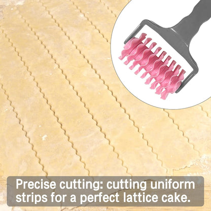 2 Pack Pastry Cutting Wheel, Pastry Wheel Decorator Pie Crust Pastry Wheel and Cutter for Cutting Pastry, Rolled Pastry Pie Crimper, Baking & Cooking Tool for Apple Pie Crust or Ravioli Pasta