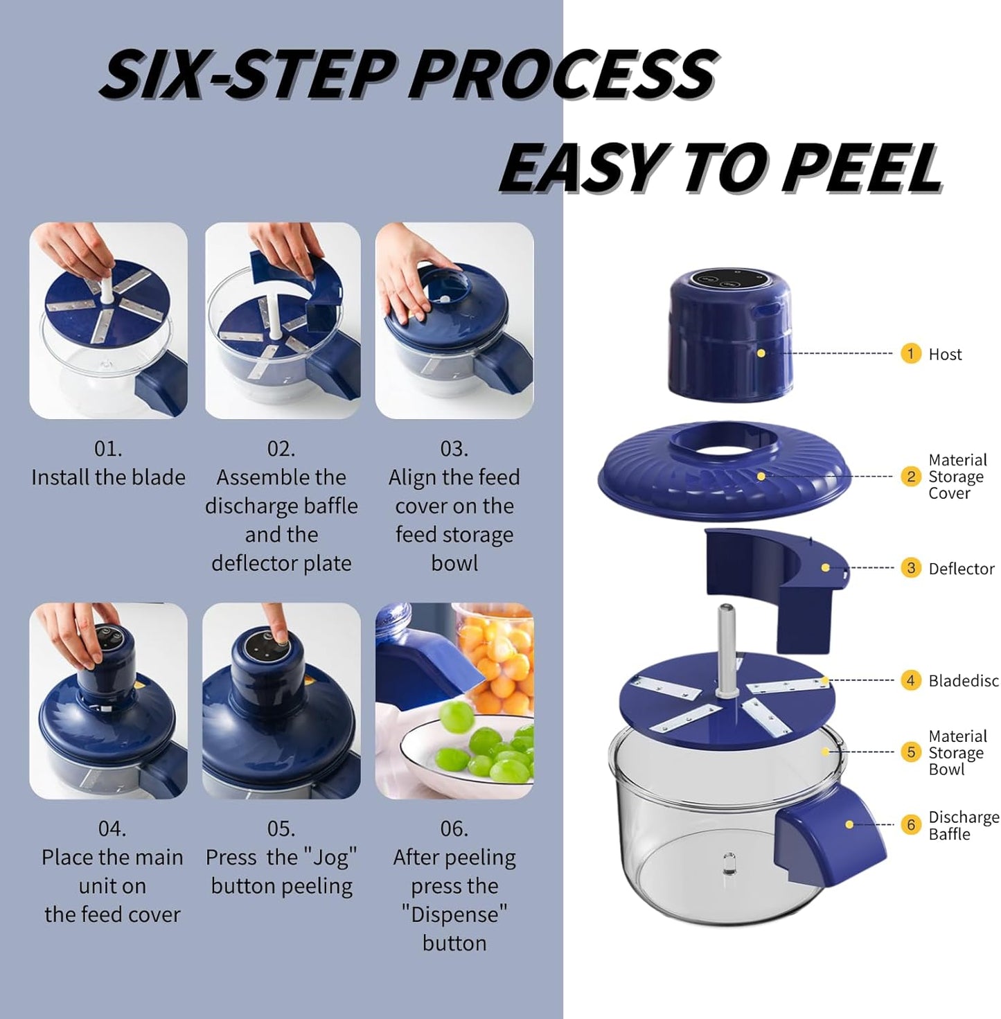 Automatic Electric Peeler Machine for Garlic, Grapes, Tomatoes - 3-in-1 Rechargeable Peeler with Safety Lock Blade, Effortlessly Peel Fruits in 10 Seconds (Easy Clean & Portable)