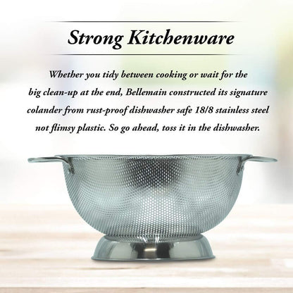 Bellemain Colander for Kitchen – 5 Qt Stainless Steel Strainer with Handle - 18/8 Pasta Strainer Bowl for Pasta, Spaghetti, Vegetables, Fruit, and Pot Draining - Stainless Steel Colander