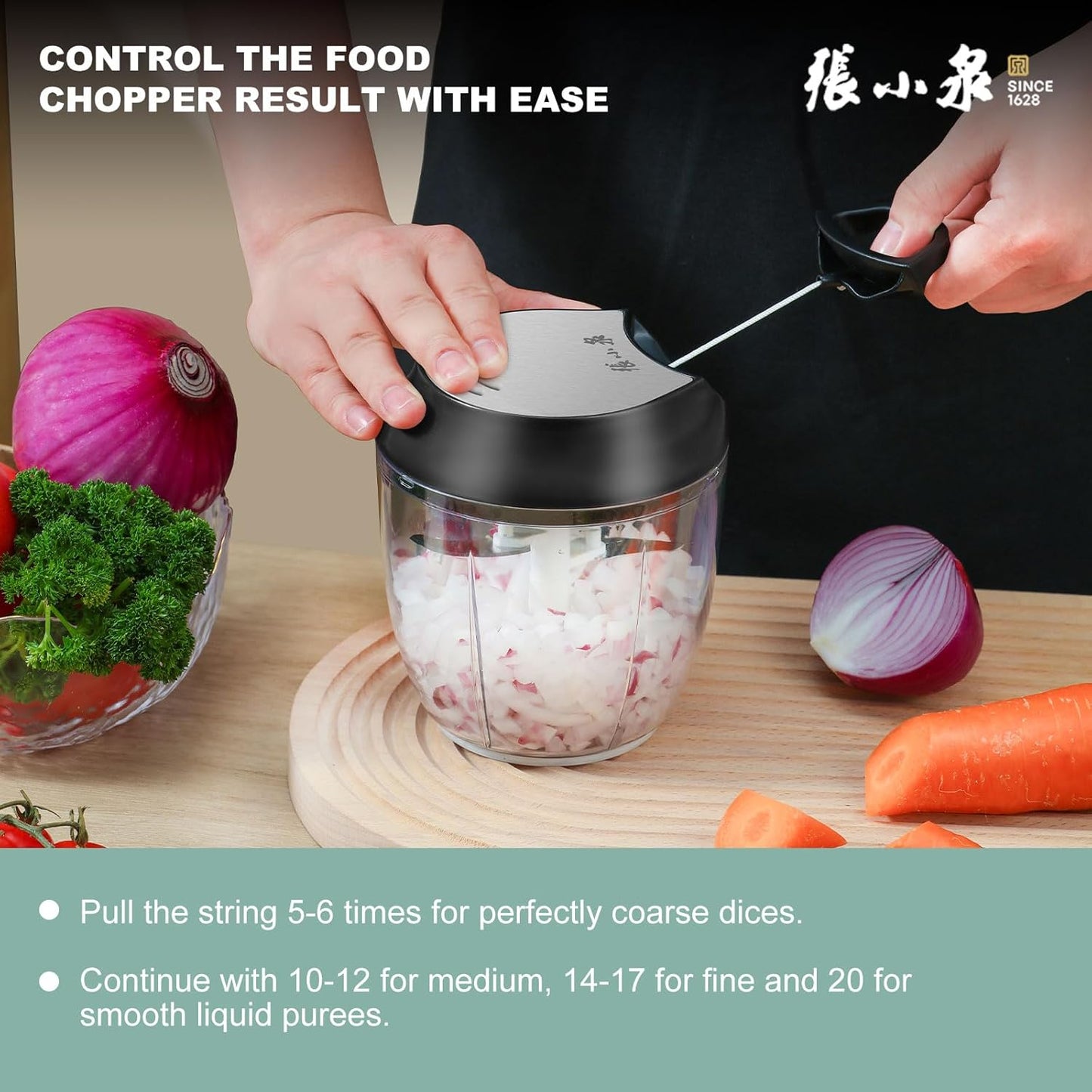 Manual Vegetable Chopper Hand String Garlic Mincer Onion Cutter Manual Food Processor for Ginger, Chili, Fruit, Meat, Nuts Food Chopper 550ml