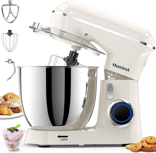 Honinst Stand Mixer, 6.5QT 10-Speed Tilt-Head Electric Stand Mixer, 3-In-1 Kitchen Mixer with Bowl, Dough Hook, Whisk and Beater, Food Mixer for Baking, Cake and Most Home Cooks, Black