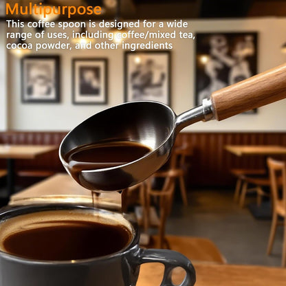 Stainless Steel Coffee Scoop with Walnut Handle - 2 Tablespoon Metal Measuring Spoon for ground Coffee, Espresso, Bath Salts, Formula - Durable Multi-Purpose Scooper (Silvery)