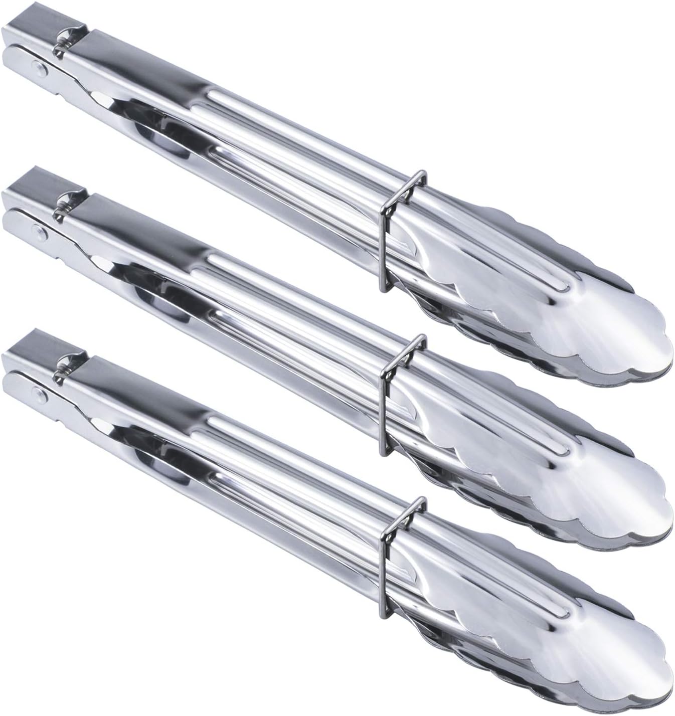 HINMAY Stainless Steel Kitchen Tongs Set Metal Cooking Tongs (7 9 12 Inch 3 Pieces)