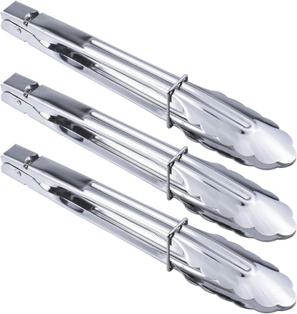 HINMAY Stainless Steel Kitchen Tongs Set Metal Cooking Tongs (7 9 12 Inch 3 Pieces)