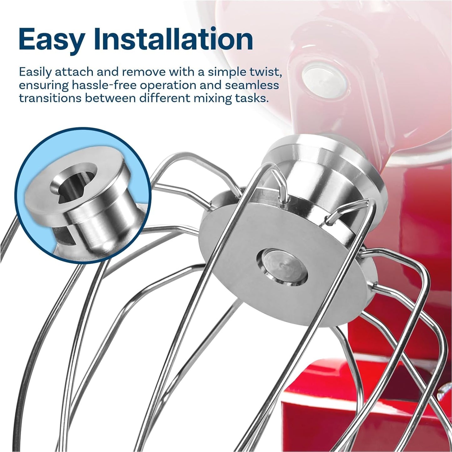 Mixer Attachments for KitchenAid 4.5–5 Quart Tilt-Head Stand Mixers – Compatible with Artisan & Classic – Beaters, Whisks, Dough Hooks & Attachment Sets by MMOBIEL (6-wire Whip, Stainless Steel)