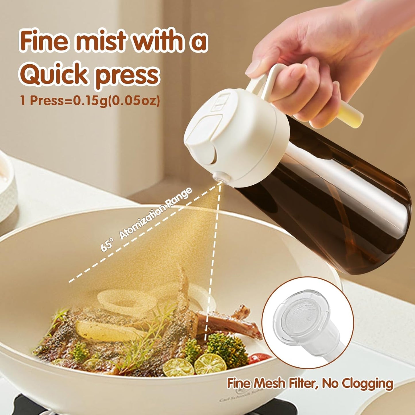YARRAMATE 16oz/470ml Light Blocking Oil Sprayer for Cooking with Stickers, Food-Grade 2 in 1 Olive Oil Dispenser Bottle for Kitchen, Premium Dark Amber Glass Oil Bottle for Air Fryer, BBQ (Black)