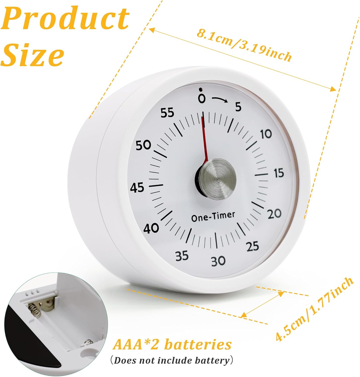 Visual Timer,Kitchen Timer for Cooking with Alarm & Silent Operation,60-Minute Countdown,Magnetic Base,Multi Functional Buttons,High Definition DigitalTimers for Kitchen/Study/Gym/Work