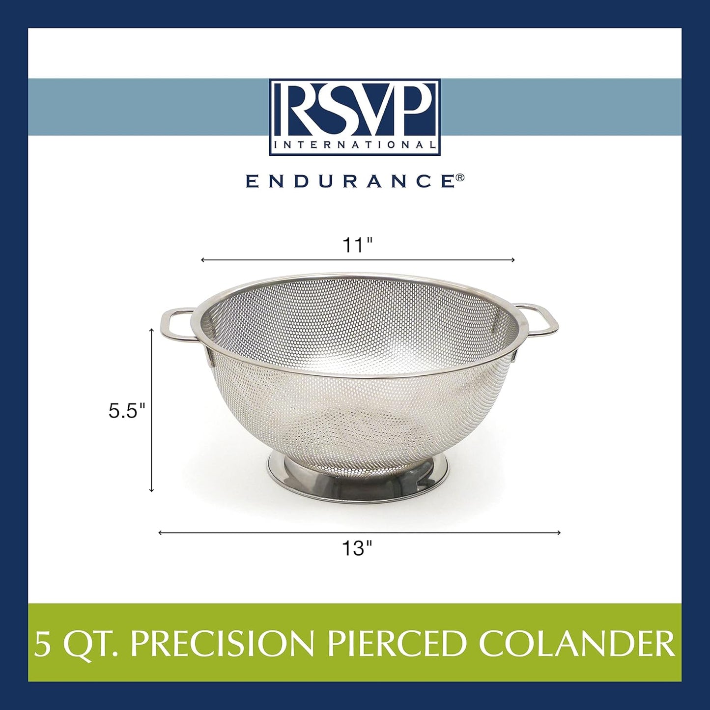 RSVP International Endurance Kitchen Collection Colander Strainer, Mini, Pierced Stainless Steel