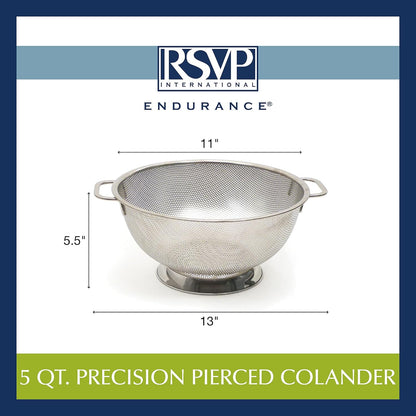 RSVP International Endurance Kitchen Collection Colander Strainer, Mini, Pierced Stainless Steel