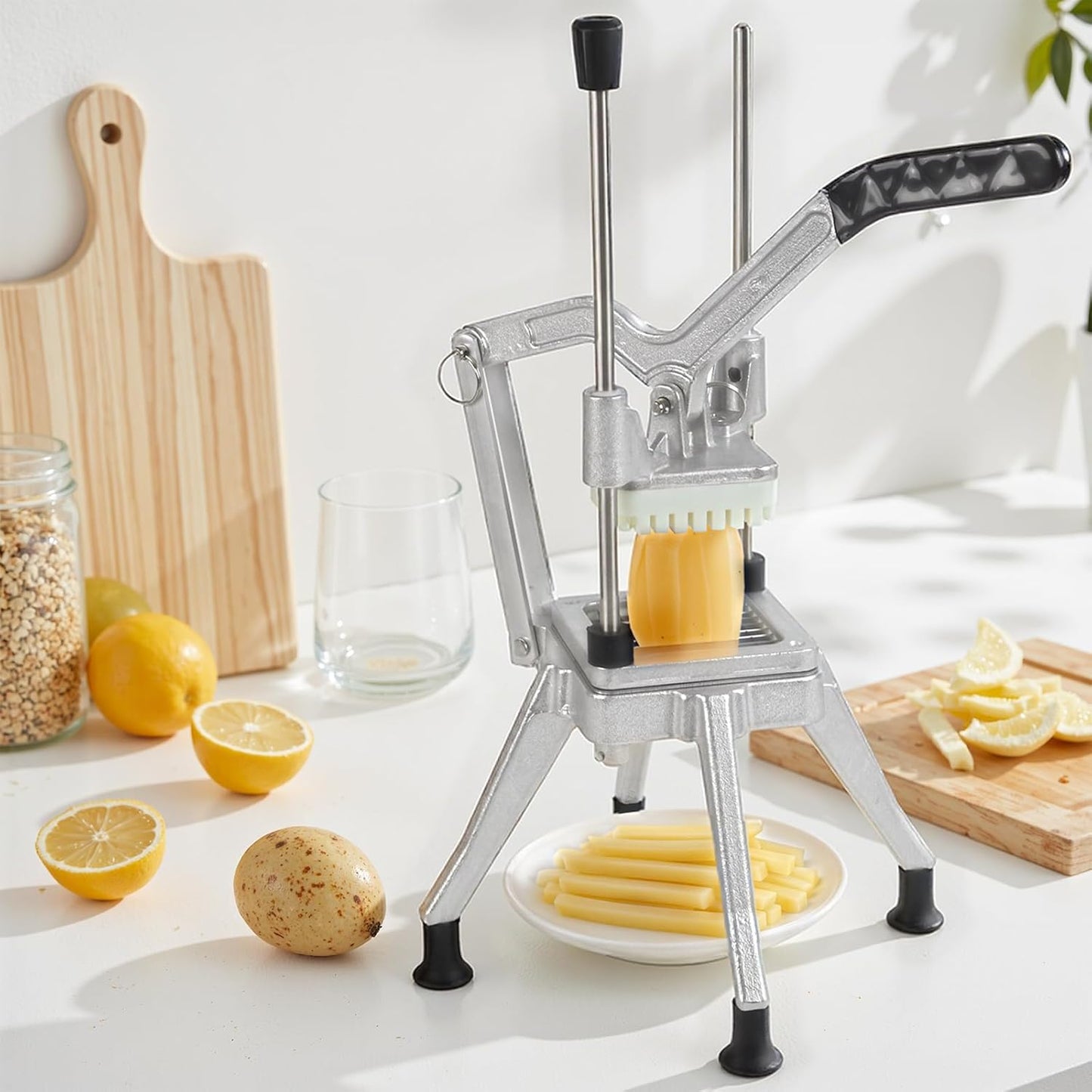 Commercial Vegetable Fruit Chopper, Heavy Duty Professional Food Dicer with 1/4" Blade, French Fry Cutter, Fruit Slicer for Restaurants & Home Kitchen