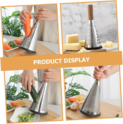 Kitchen Grater Cheese Grater with Handle Carrot Peeler Veggie spiralizer Manual Mandoline Slicer Cheese Slicer Cucumber Slicer Cone-Shaped Cheese Grater Truffle Wood Vertical