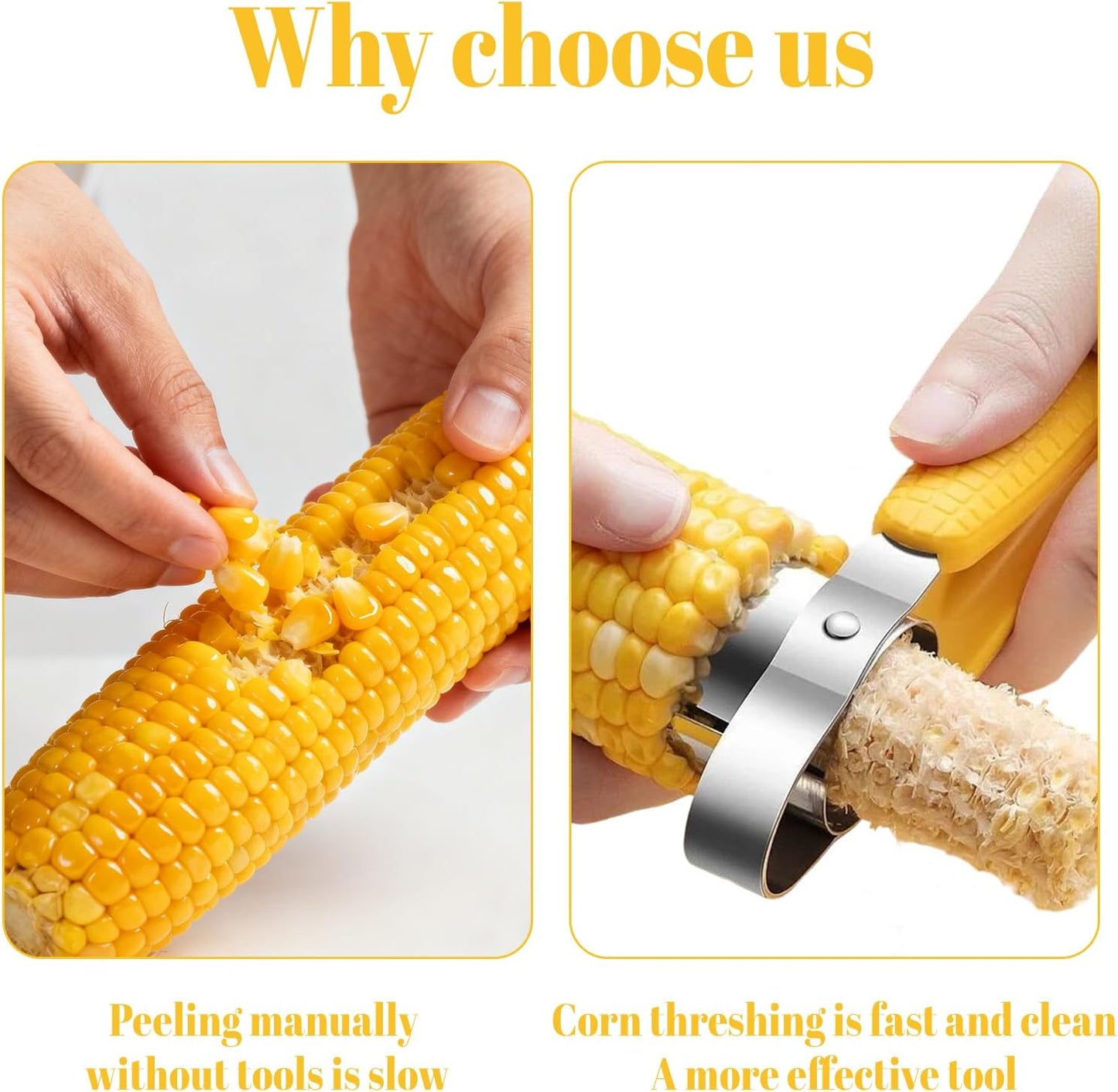 Stainless Steel Corn Peeler for Corn on the Cob,Corn on the Cob Stripper Tool with Adjustable and Non-Slip Handle