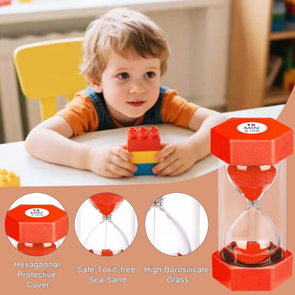 5 Minute Hourglass Sand Timer, Plastic Hexagon Hourglass Sand Clock 5 Min, Reloj De Arena 5 Minutos,Unbreakable Green Hour Glass Sandglass for Classroom Games Kitchen (Green)