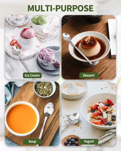 2 PCS Extendable Spoon, Telescopic Stainless Steel Spoon Set, Expandable Extension Spoon to 25 In Tableware, for BBQ Dinner Fruit Dessert
