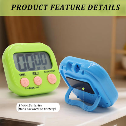 6 Pack Multi-Function Electronic Timer - Kitchen Timer,Magnetic Digital Timers,Big LCD Display, ON/Off Switch,Extensively Use in Cooking,Gym, Meeting, Classroom,Kitchen,Study,Work,Outdoor Activities