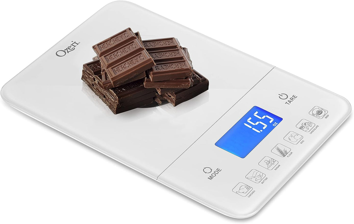 Ozeri Touch III Digital Kitchen Scale with Calorie Counter, 22 lbs (10 kg), Calla Green
