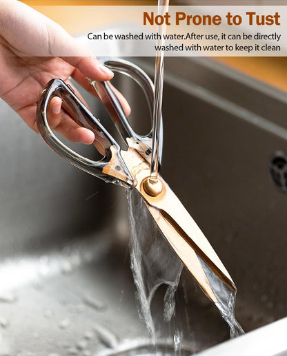 Heavy Duty Kitchen Scissors, Titanium Coated All Purpose Shears - Extra Sharp Detachable Blades for Poultry, Chicken Bones, Meat, Vegetables, Herbs | Micro Serrated & Ergonomic Handle