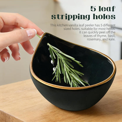TASOMUTY Herb Stripper Bowl,2026 New Herb Stripper Bowl Ceramic,Kitchen Tools for Stripping Herbs,Comes with a Small Brush. (White)