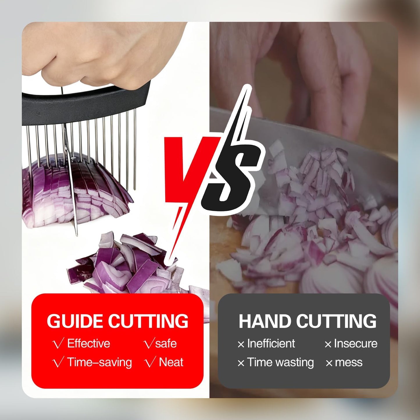 Onion Holder for Slicing, Onion Cutter Vegetable Chopper, Food Slicer Assistant Tool for Fruit Lemon and Meat,Stainless Steel Tomato Slicer Vegetable Cutter for Potato, Avocados, Eggs,