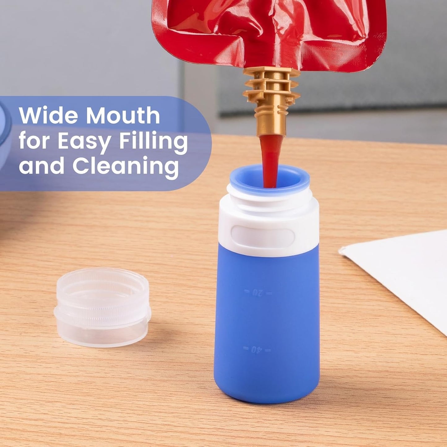MICEBAY Condiment Squeeze Bottles for Sauces, 2-oz Mini Silicone Salad Dressing Container to Go with Reusable Sandwich Bag, Leakproof Ketchup Bottle for Bento Lunch Box, 4 Pack, Candies