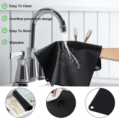 Standard Silicone Mat,Black Baking Mat-Food Grade Kids Dinner Table Placemat Non Slip Counter Mat with Raised Edges Heat Resistant Mat for Air Fryer Nonstick Pastry Dough Mat(1 Pack 23.6'' x 15.7'')