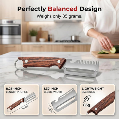 3 In 1 Multifunctional Vegetable Peeler for Kitchen, 2026 New Peeler with Thicken Wooden Handle And Bottle Opener Zero Flex Smooth Glide Potatoes Skin Heavy Duty Stainless Steel (2PCS)