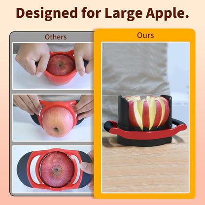 OOKUU Extra-Large Apple Slicer & Corer – 16-Blade Heavy Duty Stainless Steel Apple Cutter, Safe & Quick Apple Divider for Apples, Pears & More, with Clear Catch Bowl