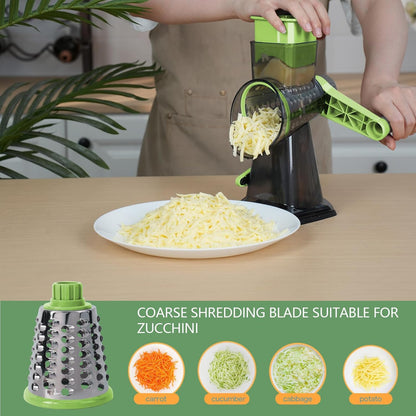 Rotary Cheese Grater with Handle-Versatile Cheese Grater Non-Slip Suction Base,Cheese Shredder & Food Slicer for Cheese,Carrots, Cucumbers,Nuts-Compact & Easy Clean Kitchen Kitchen Tool (blue)