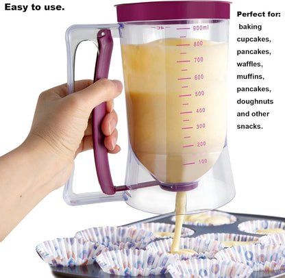 CHuangQi Cake Batter Dispenser for Pancake Cupcake Waffles, Perfect Baking Tool with Measuring Label