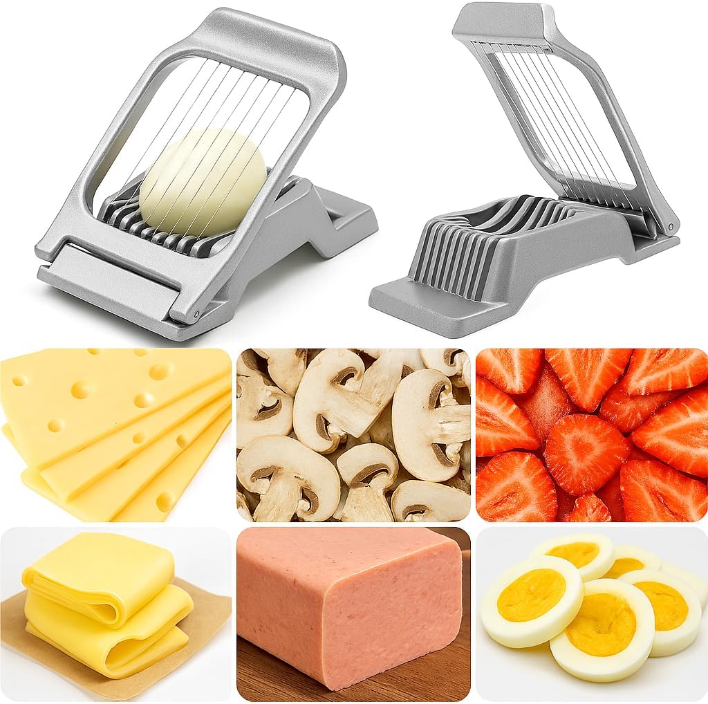 OCHI Stainless Steel Egg Slicer, Heavy Duty Aluminum Cutter for Hard Boiled Eggs, Dishwasher Safe, Perfect for Strawberries & Soft Fruits