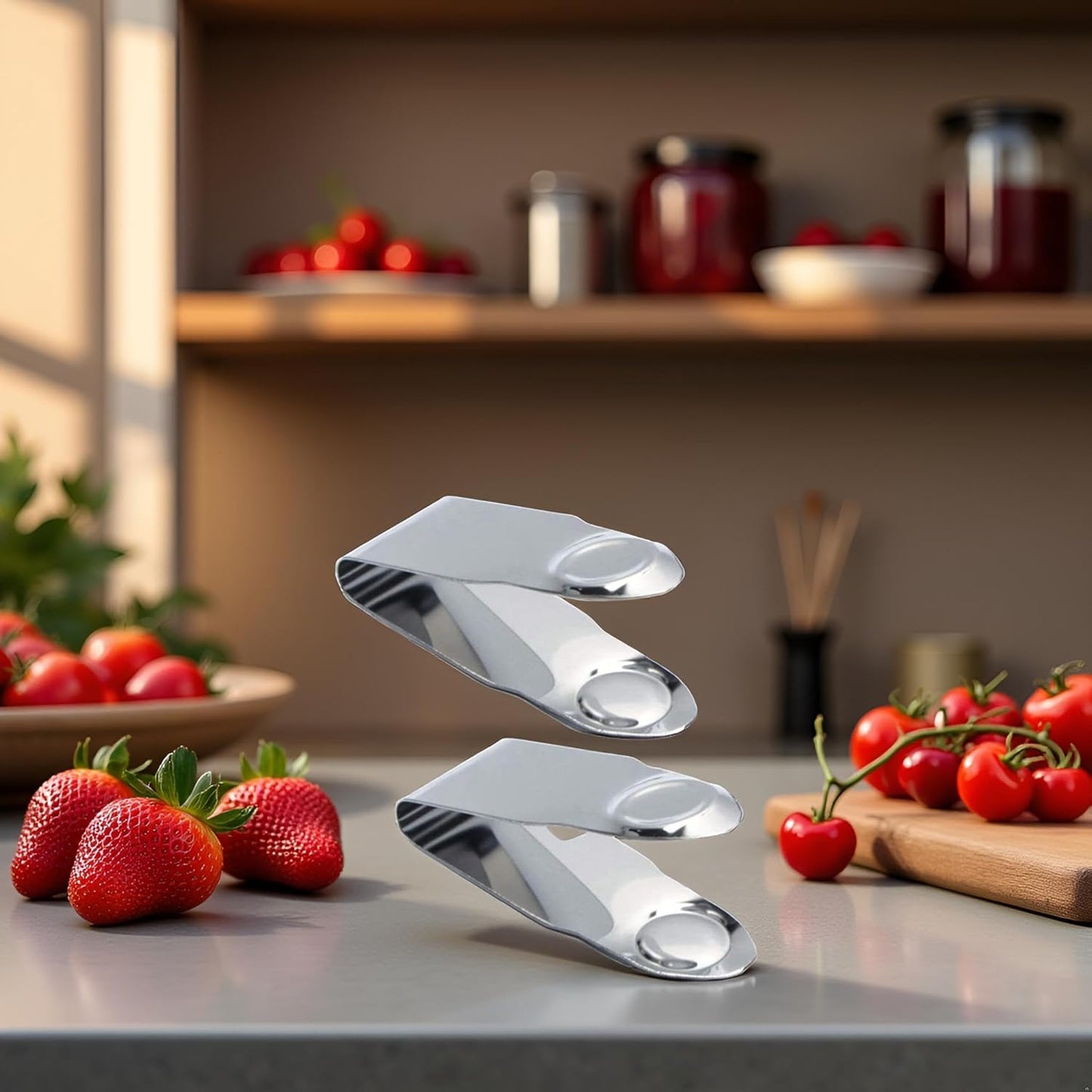3Pcs Silver Stainless Steel Strawberry Huller Fruit Stem Remover Home Kitchen Tools for Cherry Tomato