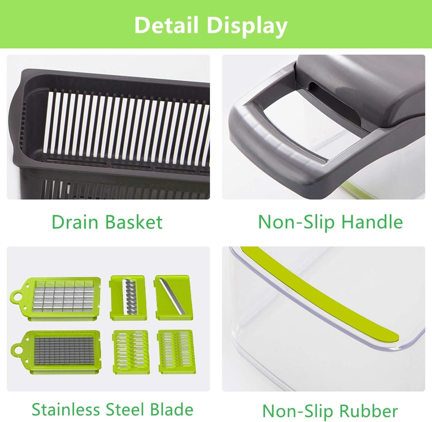 Vegetable Chopper, 14-in-1 Mandoline Slicer, Multifunctional Veggie Chopper, Potato Chopper, Vegetable Dicer, Food Chopper with Container, Chopper Vegetable Cutter with 7 Blades Kitchen Essentials