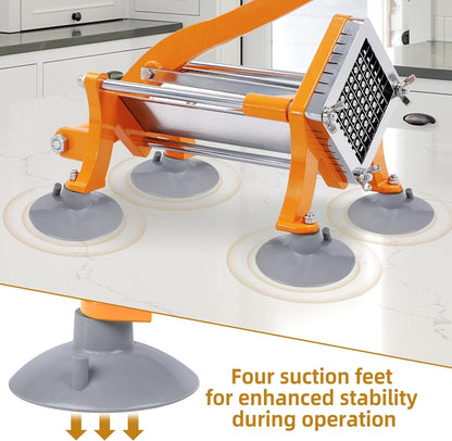 French Fry Cutter Commercial Potato Slicer with Suction Feet Complete Set, Includes 1/4", 3/8",1/2"