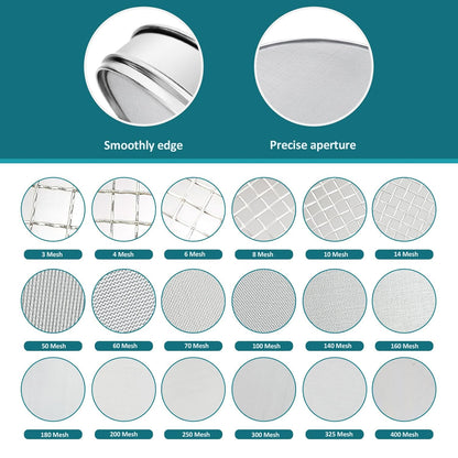 304 Stainless Steel Lab Sieve Screen Mesh, 6 Mesh(3.5mm) Aperture Test Sieve, 12Inch(30cm) Diameter Economy Standard Analysis Sample Test Sieves for Industrial Laboratory Homes - Colors B